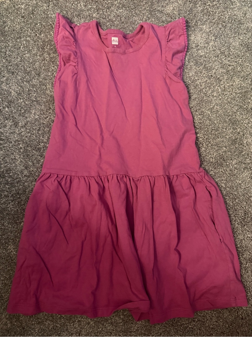 Tea Collection Magenta Flutter-Sleeve Girls' Dress